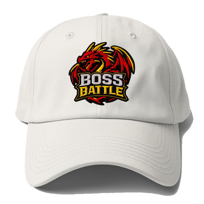 BOSS BATTLE - dragon silhouette in red and gold , raid - Baseball Cap - Off White