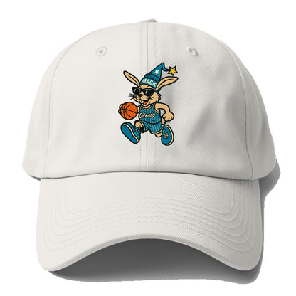 Orlando Rabbit wearing Magic blue and silver beanie with wizard hat - Baseball Cap For Big Heads - Off White