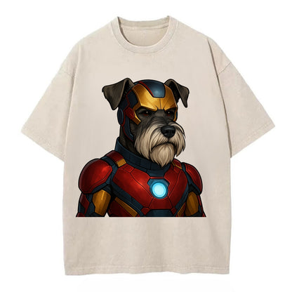 Schnauzer Tech Hero  - Vintage T-shirt - Off White