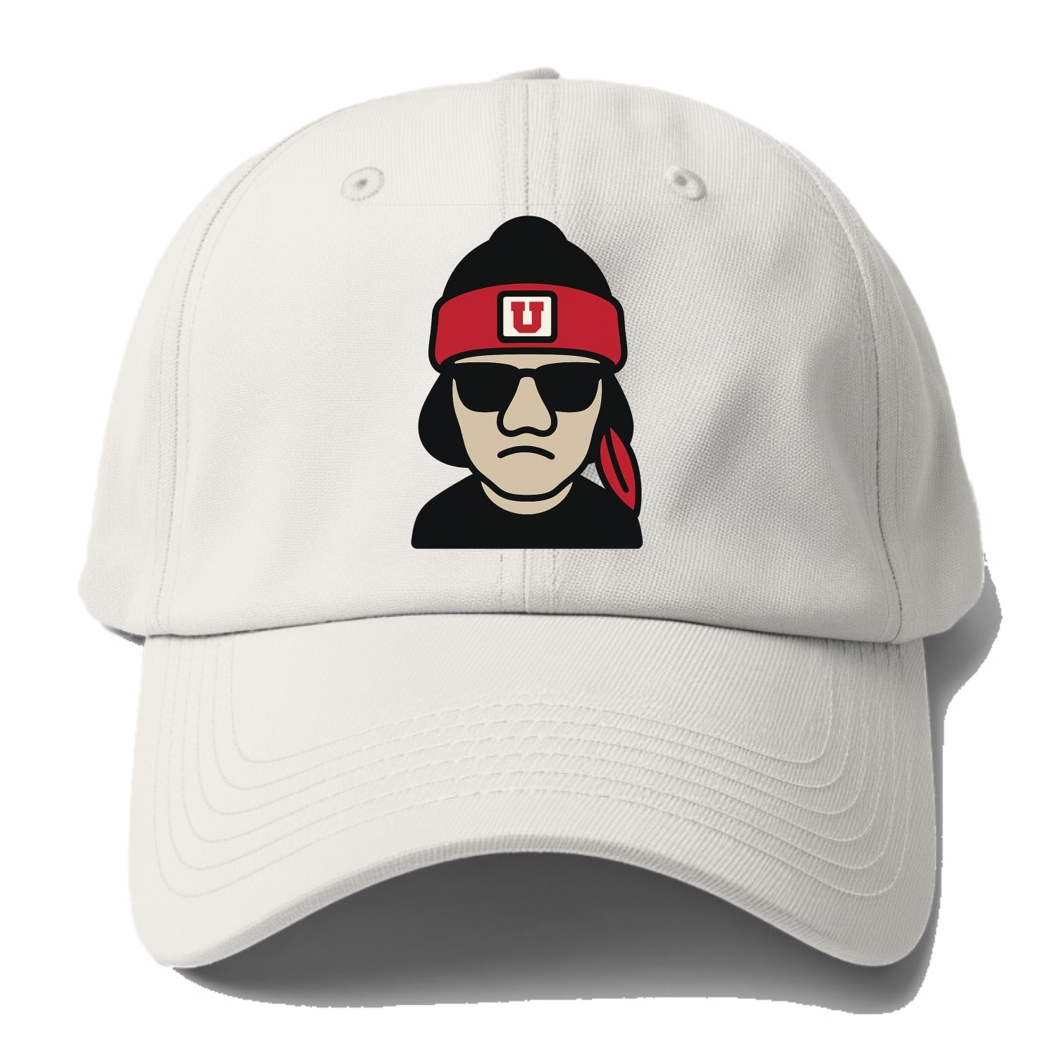 Salt Lake Ute wearing Utah beanie with U patch - Baseball Cap For Big Heads - Off White