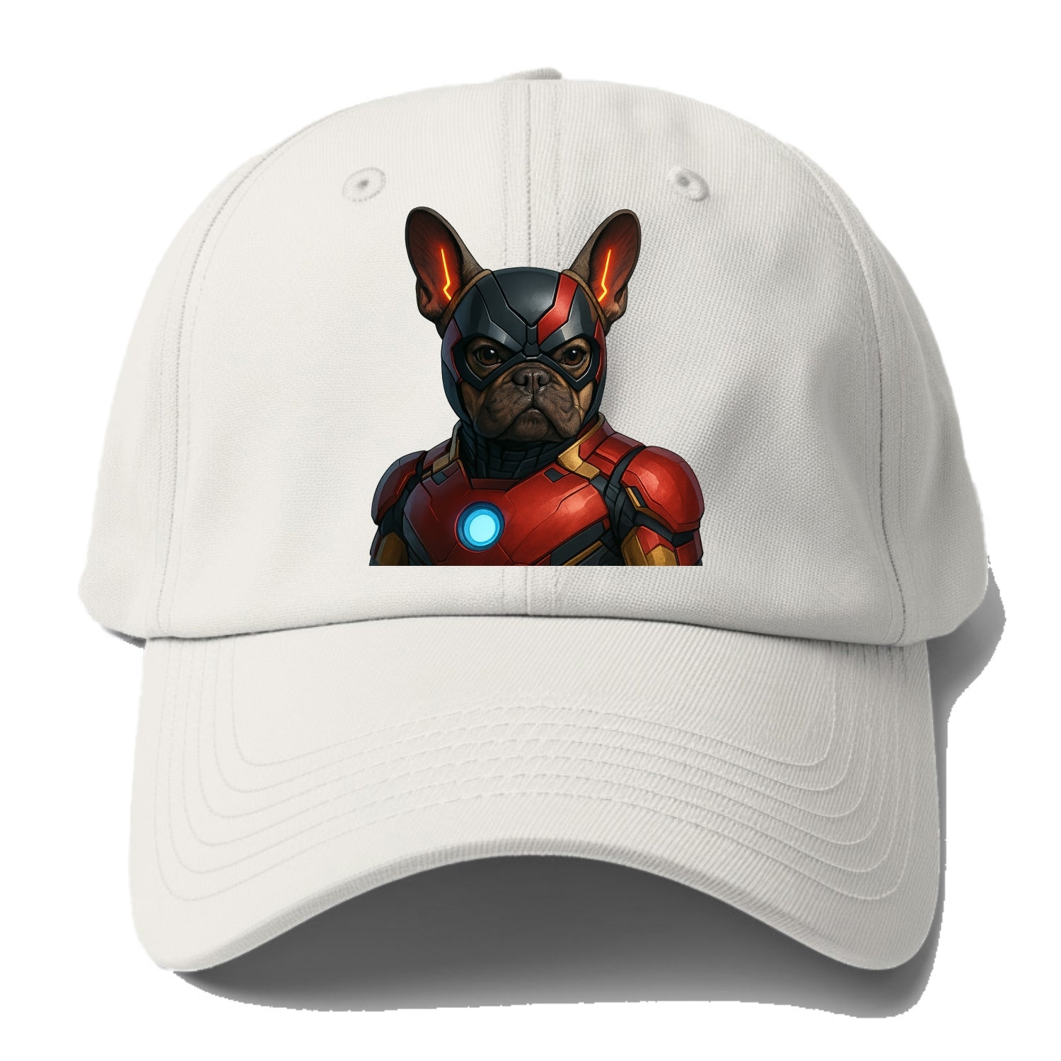 French Bulldog Iron Man  - Baseball Cap - Baseball Cap For Big Heads - Off White
