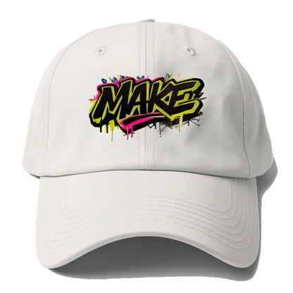Bold typography design - "MAKE" - creating, producing, doing - Baseball Cap For Big Heads - Off White