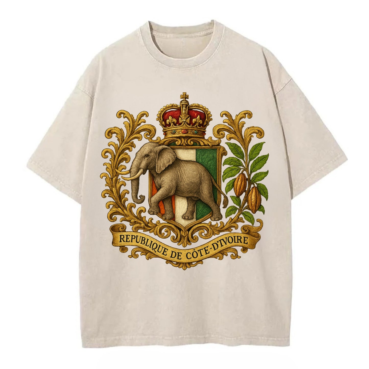 Ivory Coast Heritage Badge  - Vintage T-shirt - Off White