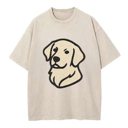 Golden Retriever - Head tilt curious pos Vintage T-shirt - Off White