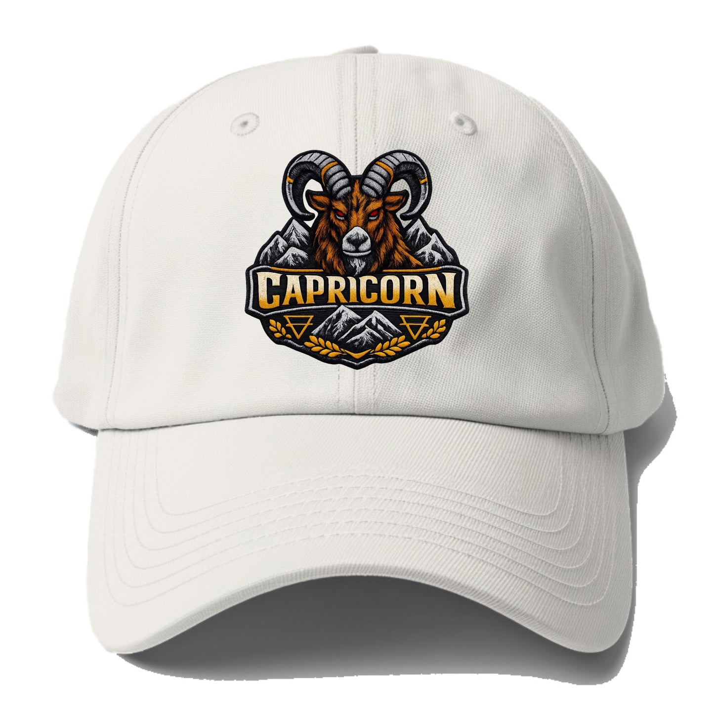 CAPRICORN GOAT - mountain goat in brown and gray , earth sign - Baseball Cap - Off White