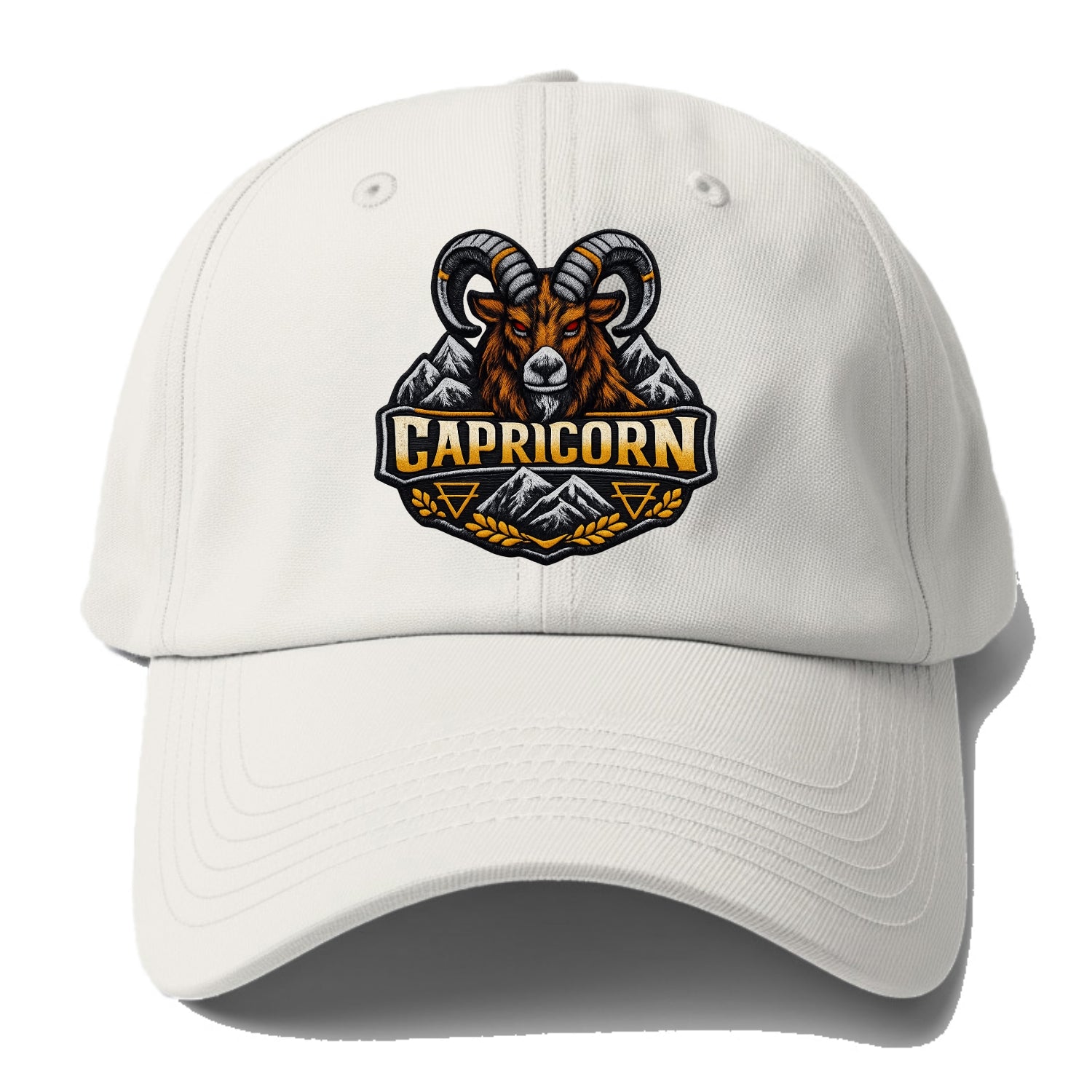 CAPRICORN GOAT - mountain goat in brown and gray , earth sign - Baseball Cap - Off White