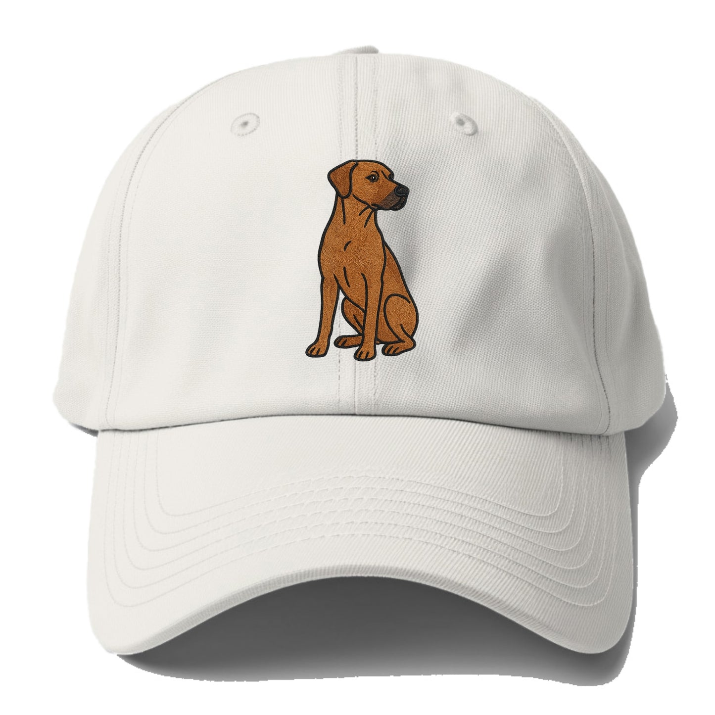 Rhodesian Ridgeback - Red wheaten embroidered pose - Baseball Cap - Off White