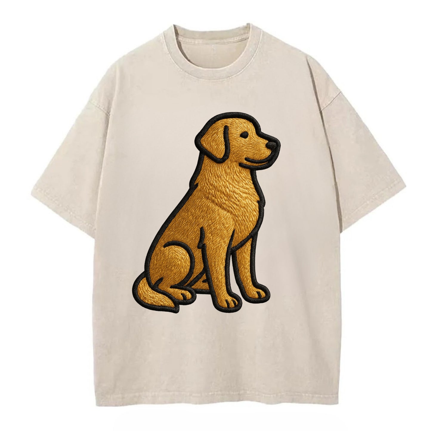 Golden Retriever - Contemporary geometri - Vintage T-shirt - Off White