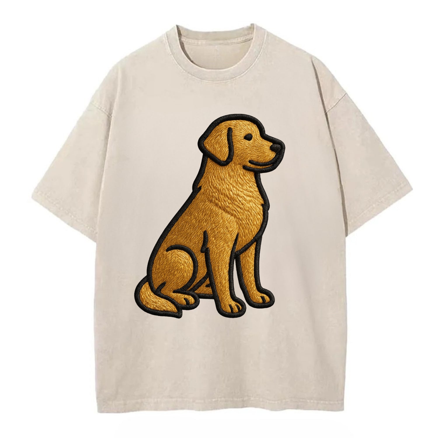 Golden Retriever - Contemporary geometri - Vintage T-shirt - Off White