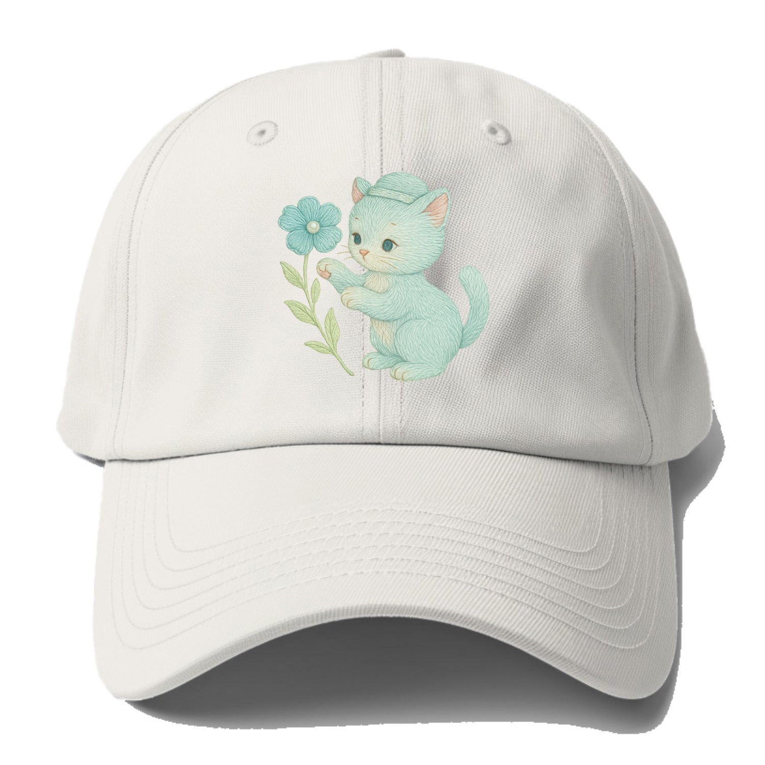 Aqua Kitten - Baseball Cap For Big Heads - Off White