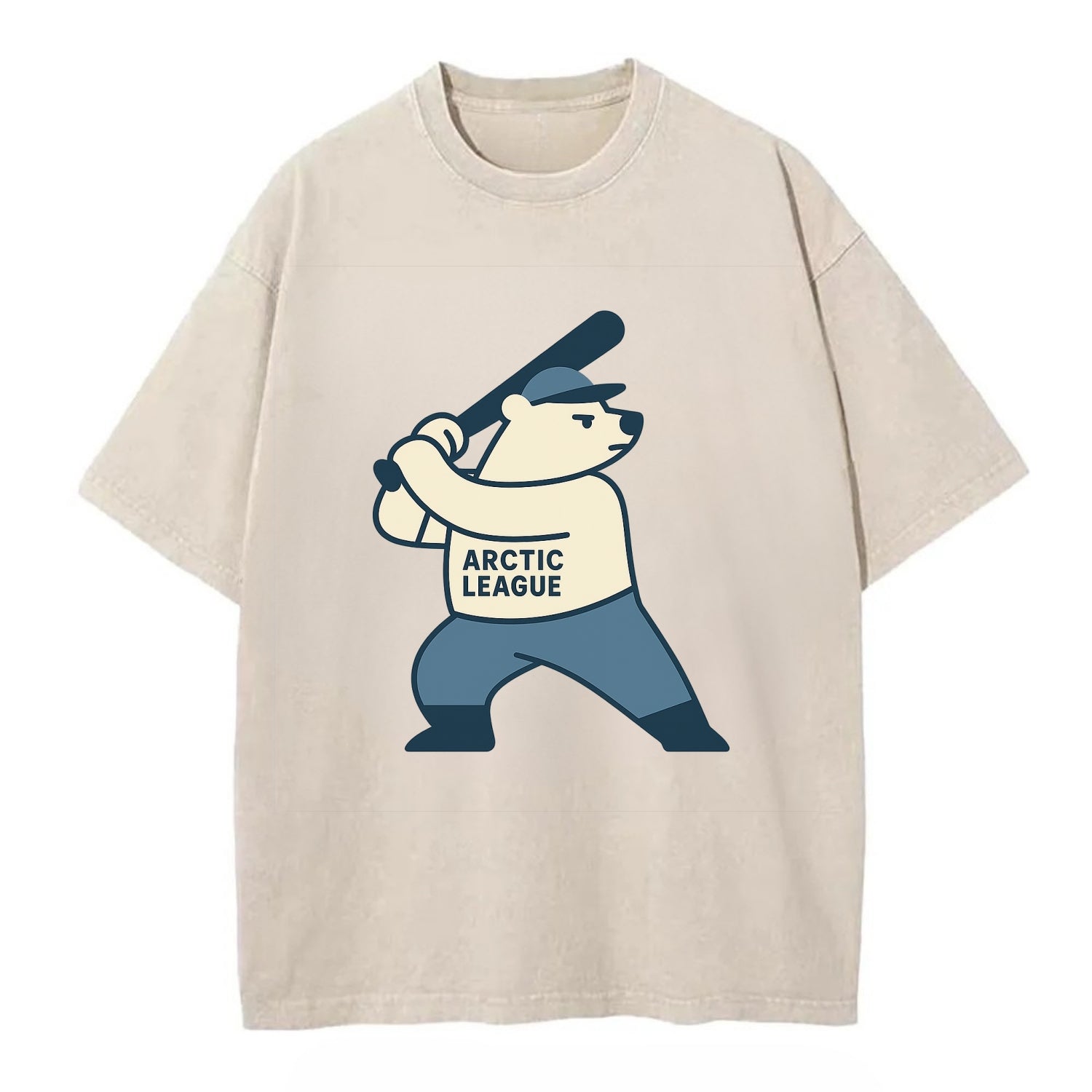 Polar Bear Baseball MVP - Vintage T-shirt - Off White