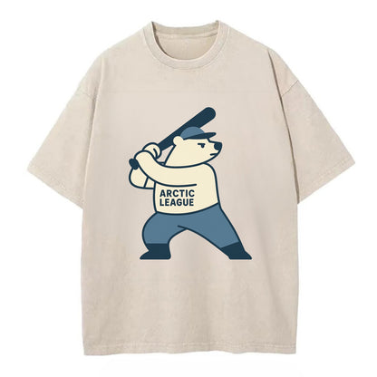 Polar Bear Baseball MVP - Vintage T-shirt - Off White