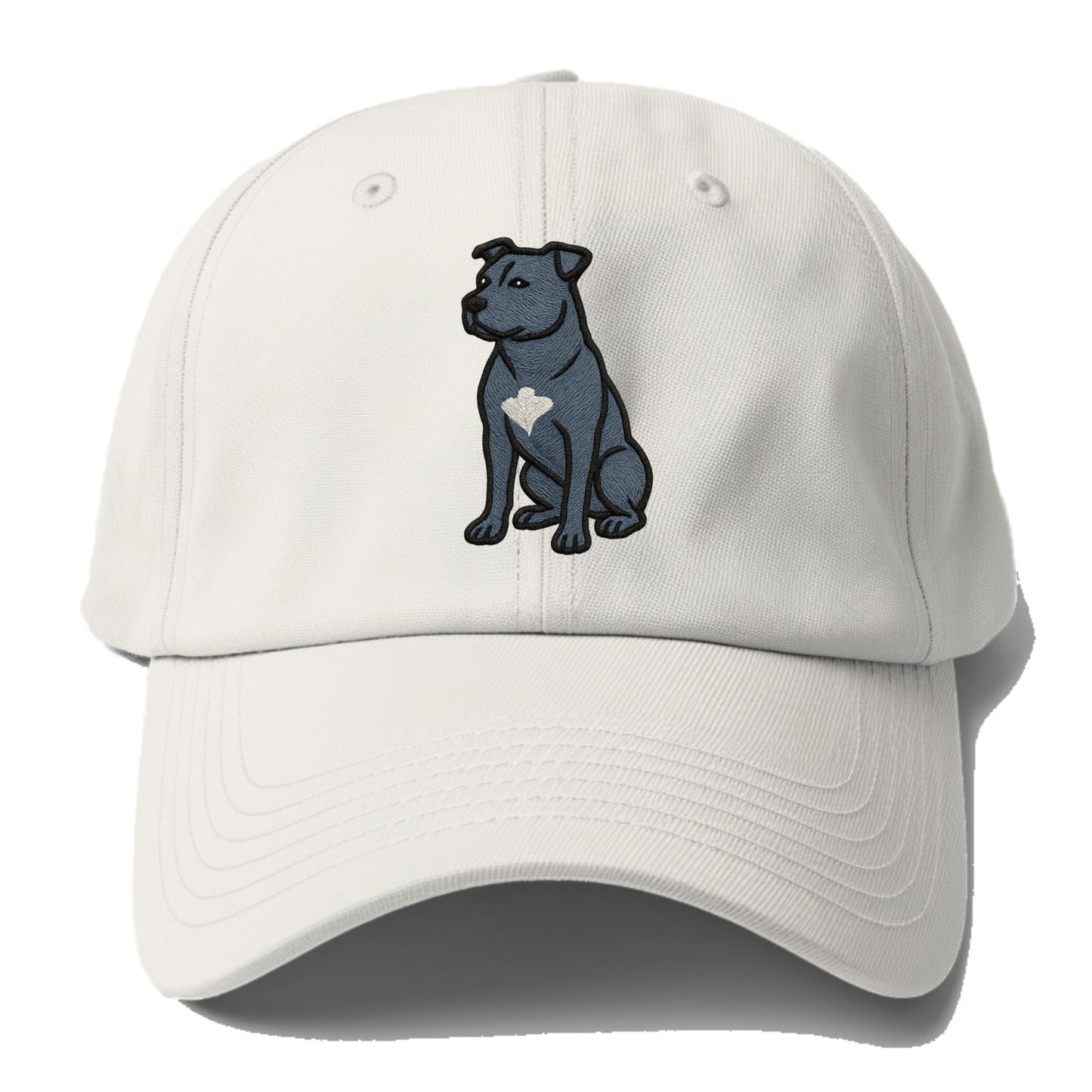 American Staffordshire Terrier - Blue embroidered design - Baseball Cap - Off White