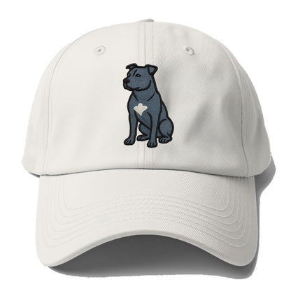 American Staffordshire Terrier - Blue embroidered design - Baseball Cap - Off White