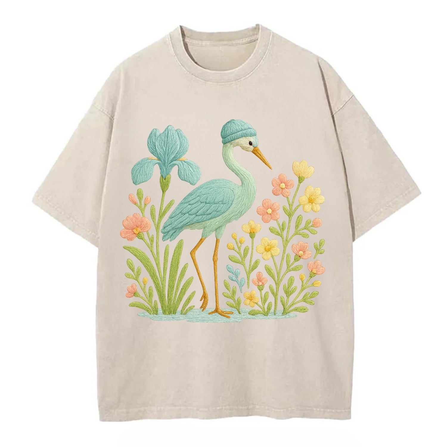 Mint Crane - Vintage T-shirt - Off White
