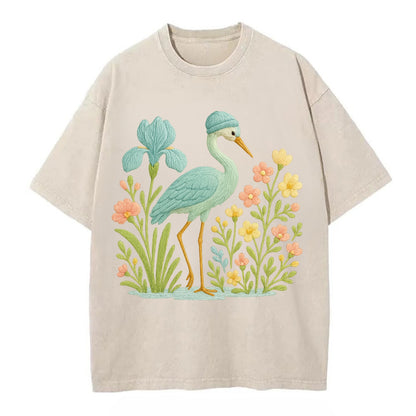 Mint Crane - Vintage T-shirt - Off White