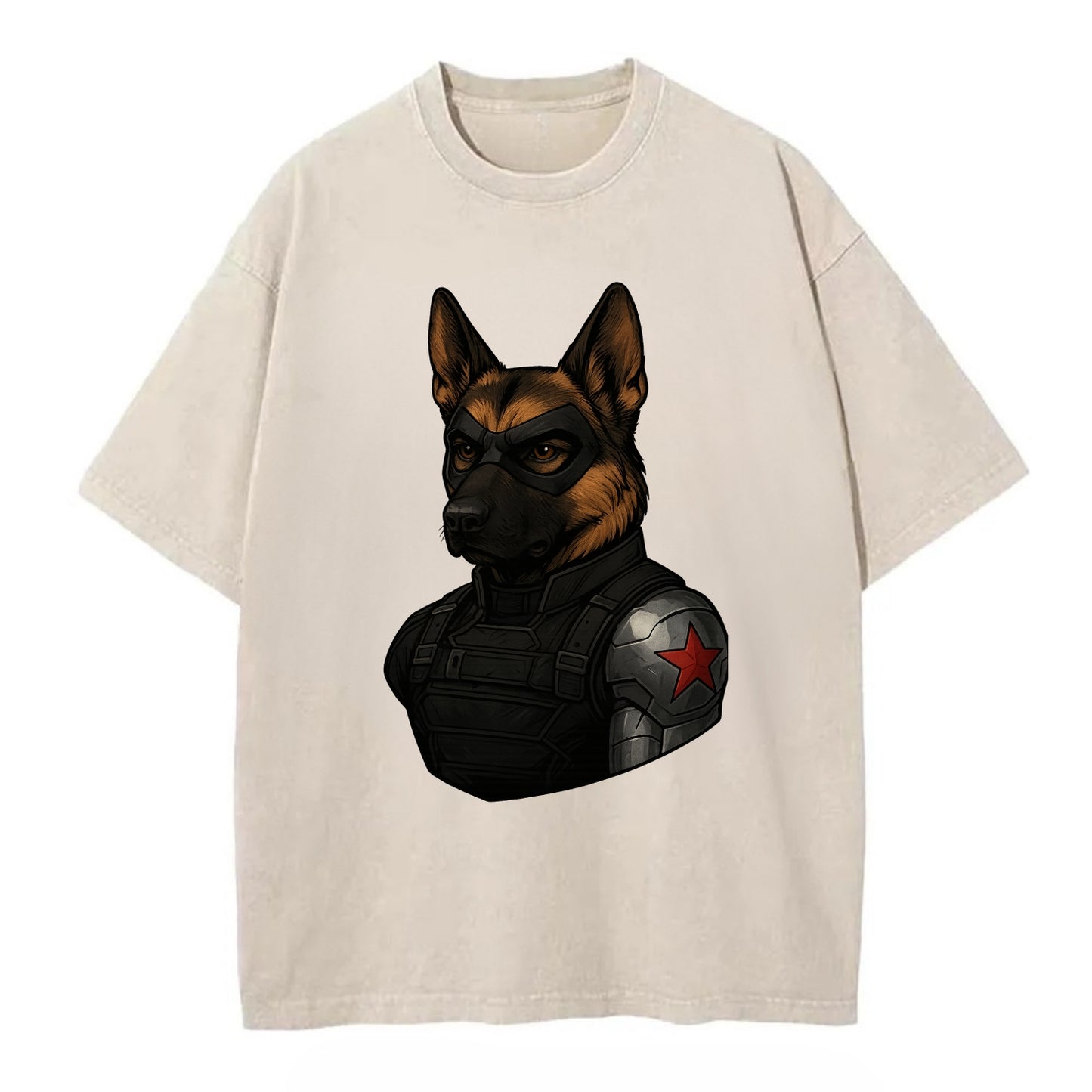 German Shepherd Winter Soldier  - Vintage T-shirt - Off White