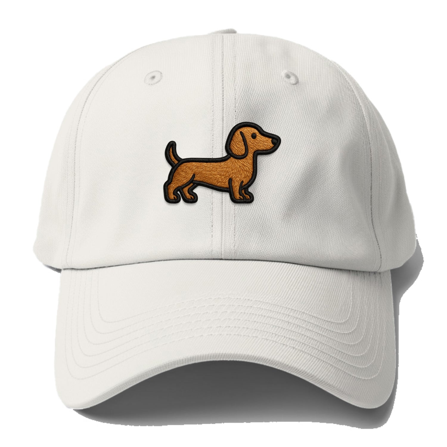 Dachshund - Modern elongated silhouette - Baseball Cap For Big Heads - Off White