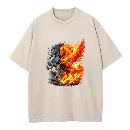 THUNDER FIRE | Horse combining lightning and flame | Electric fire | Storm energy - Vintage T-shirt - Off White