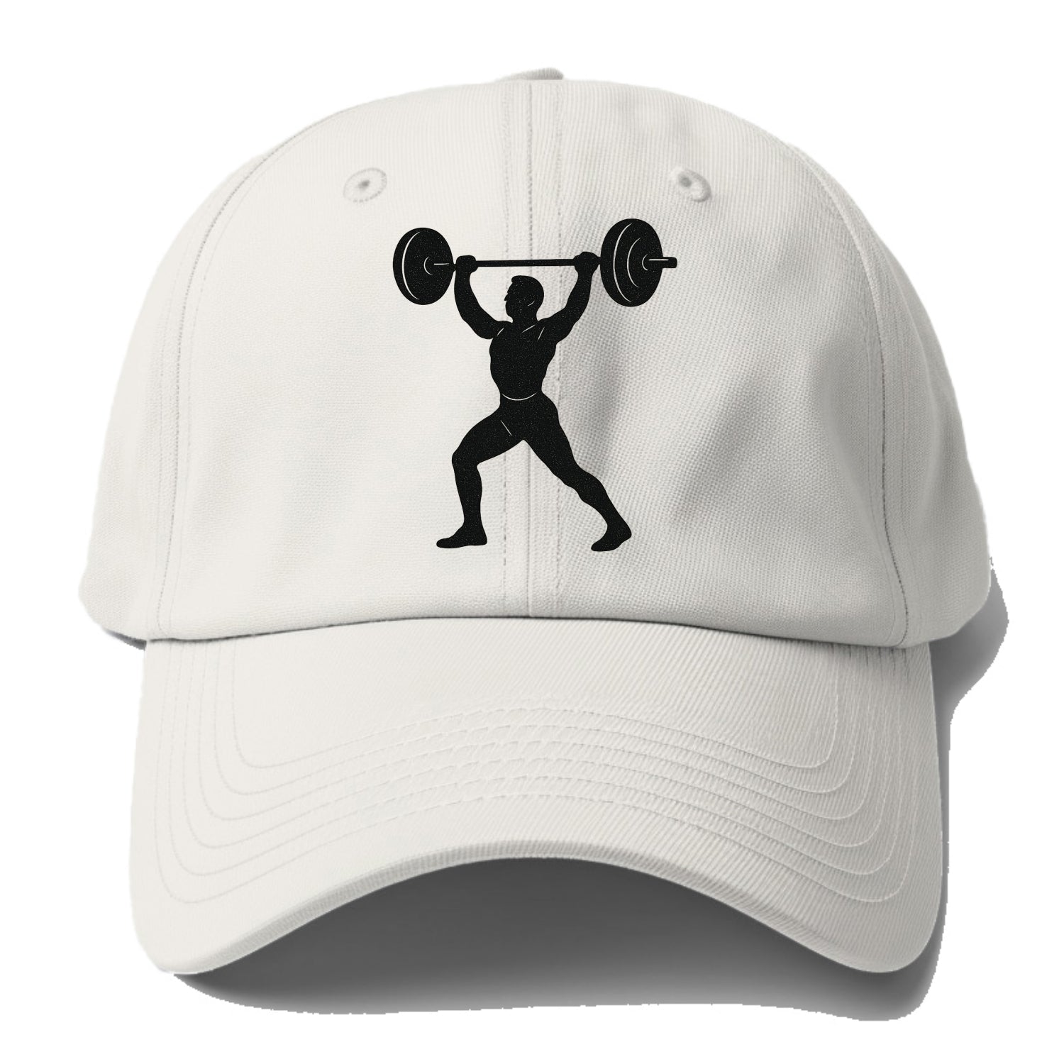 Weightlifter lifting barbell overhead - Baseball Cap For Big Heads - Off White
