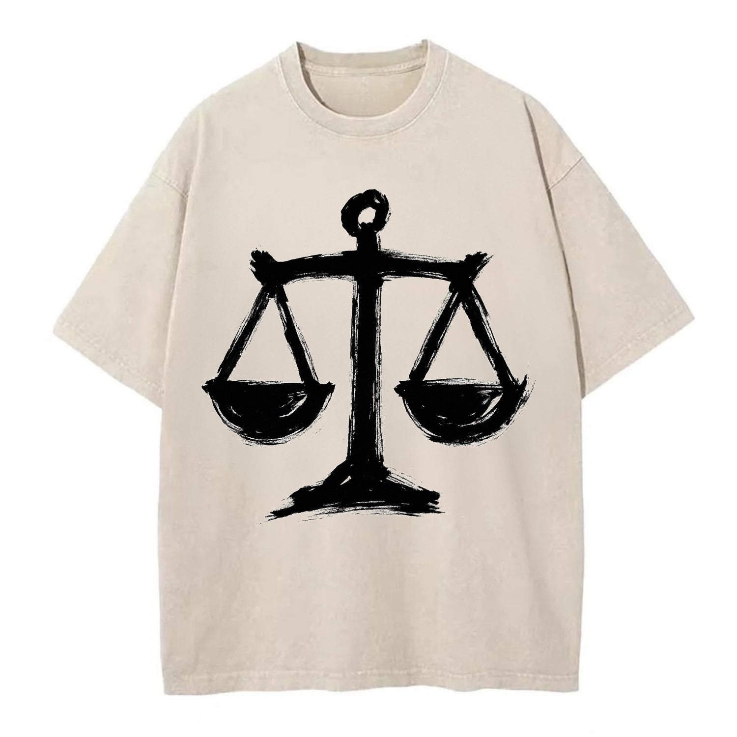 Scales of justice - equality and fairness bold ink style - Vintage T-shirt - Off White
