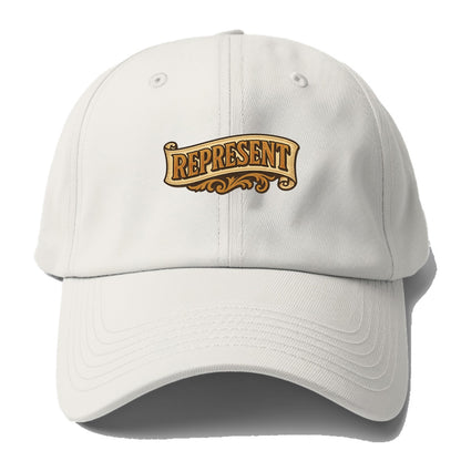 Bold typography design - "REPRESENT" - showing where you from - Baseball Cap For Big Heads - Off White