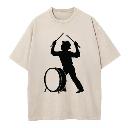 Drummer with drumsticks raised high - Vintage T-shirt - Off White