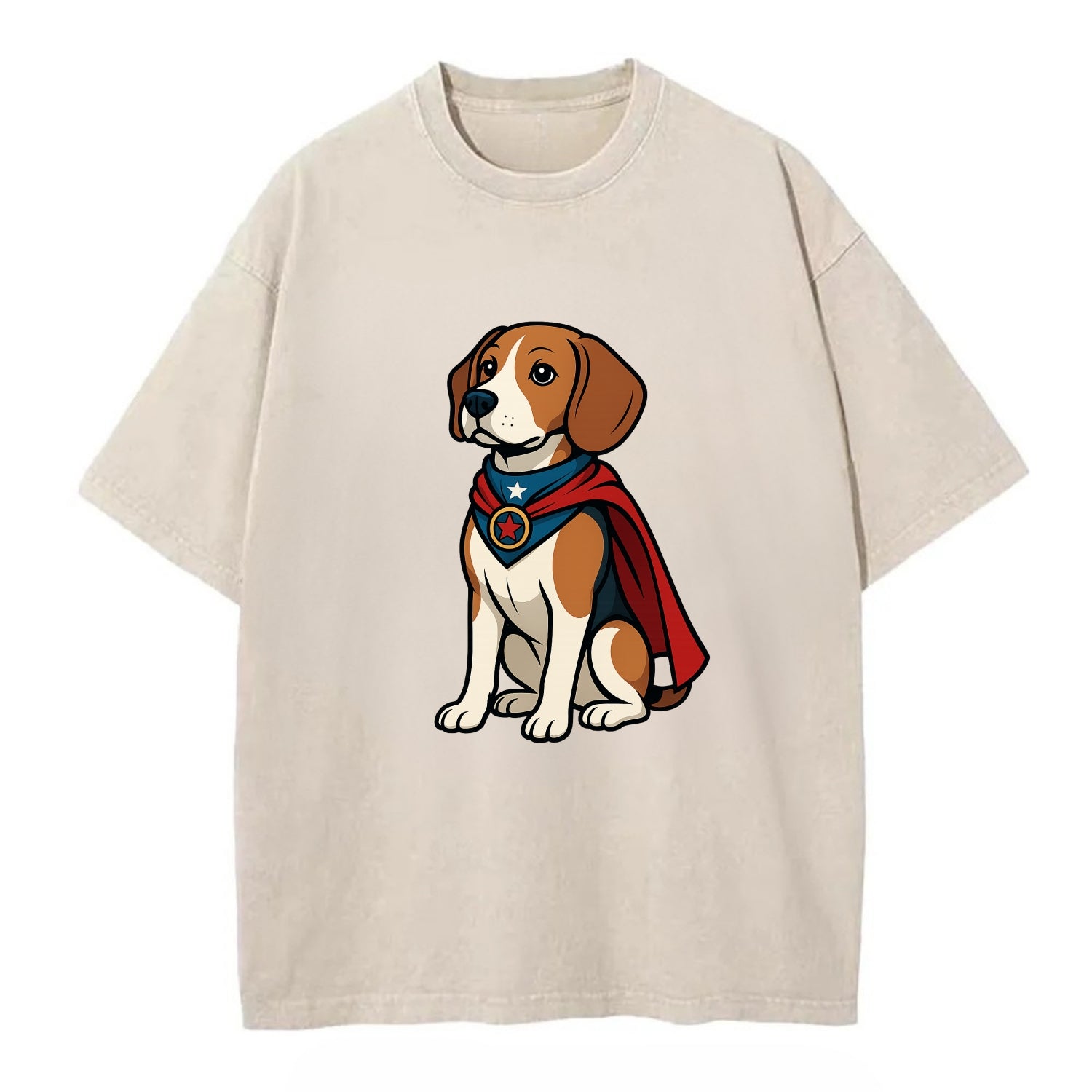 Beagle Patriotic Hero  - Vintage T-shirt - Off White