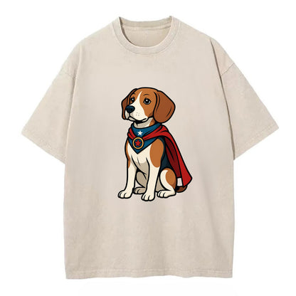 Beagle Patriotic Hero  - Vintage T-shirt - Off White