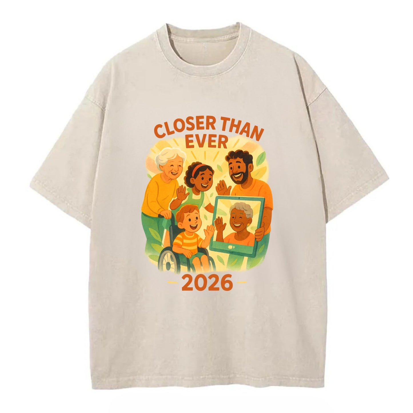 Technology bringing distant families together - "Closer Than Ever" - connection - Vintage T-shirt - Off White