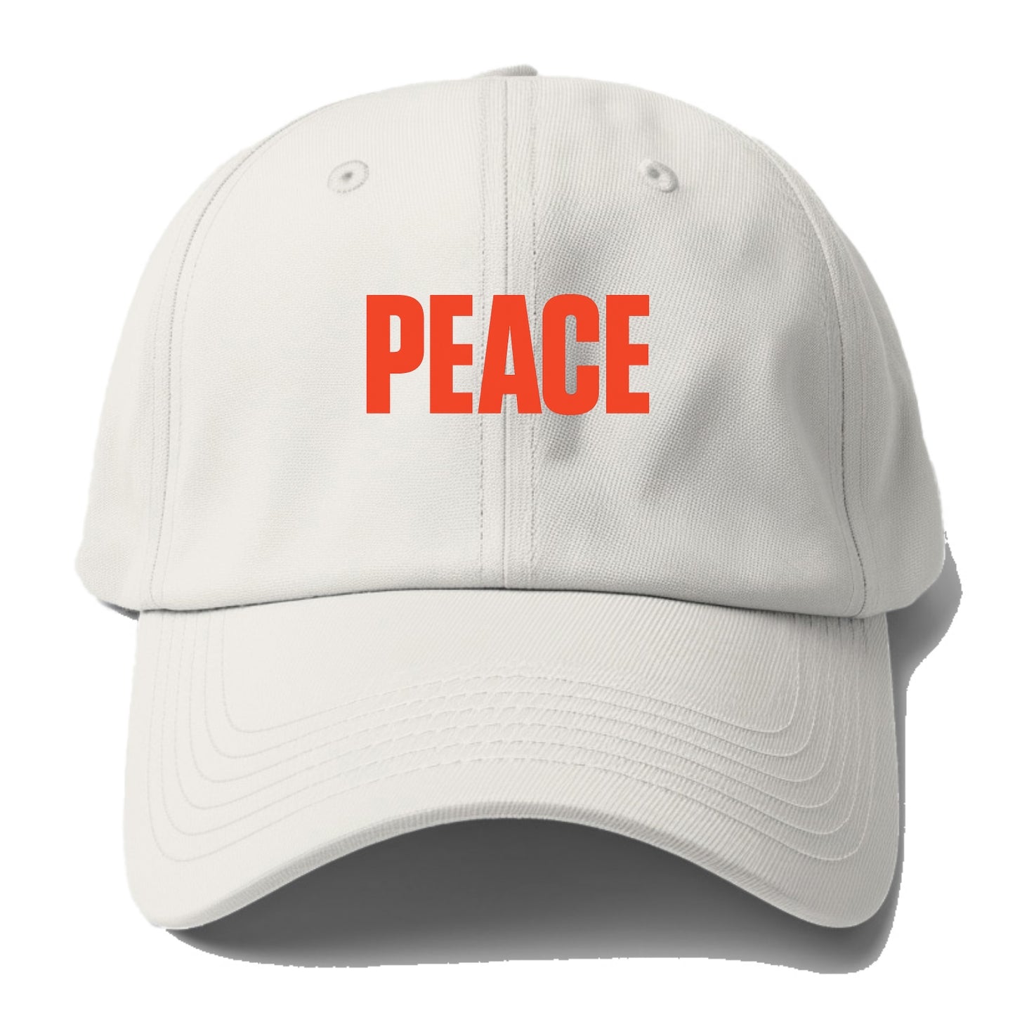 Bold typography design - "PEACE" - inner calm, tranquility, serenity - Baseball Cap For Big Heads - Off White