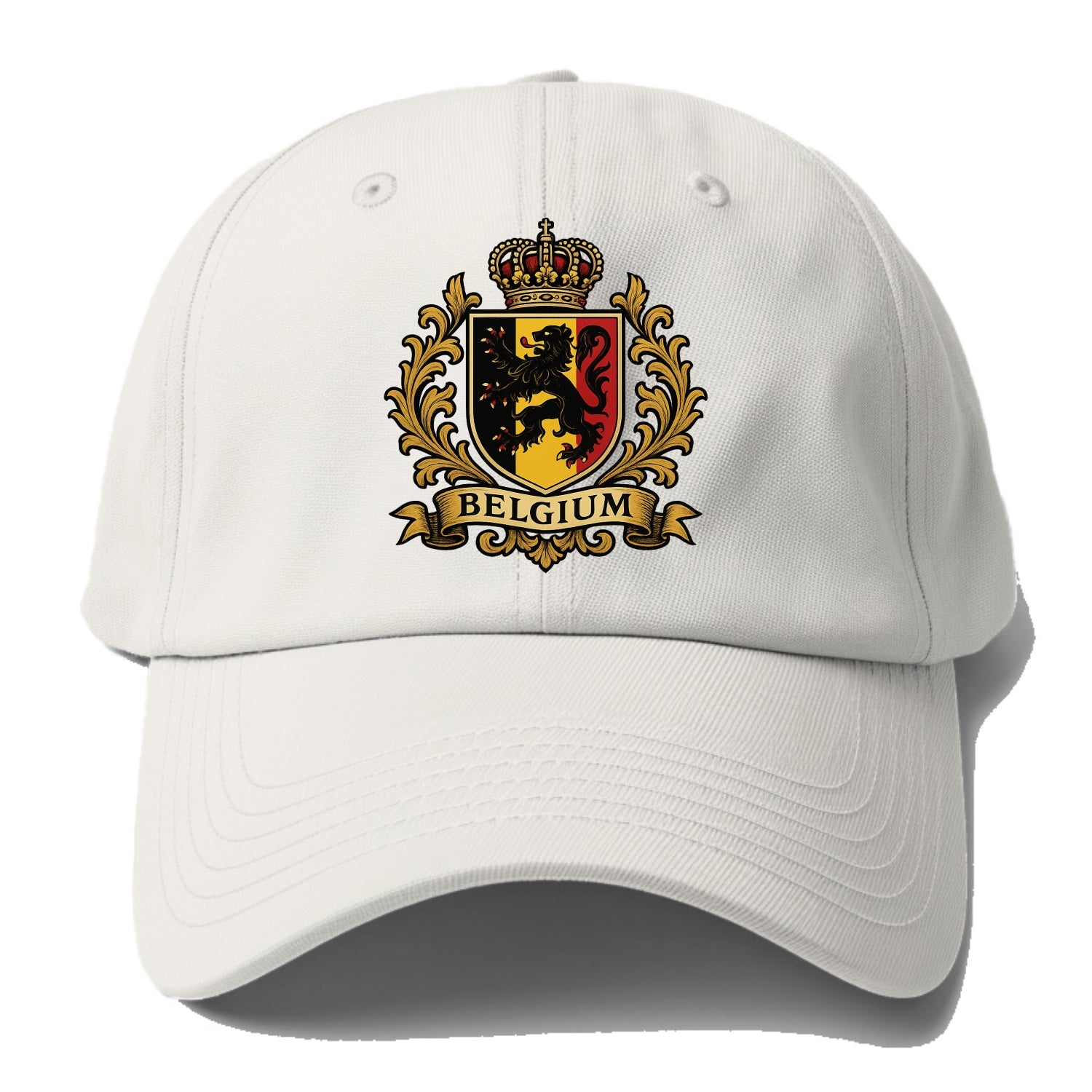 Belgium Lion Emblem (black Lion Rampant, Black/yellow/red Shield) Baseball Cap - Off White