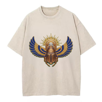 Winged Scarab - Vintage T-shirt - Off White