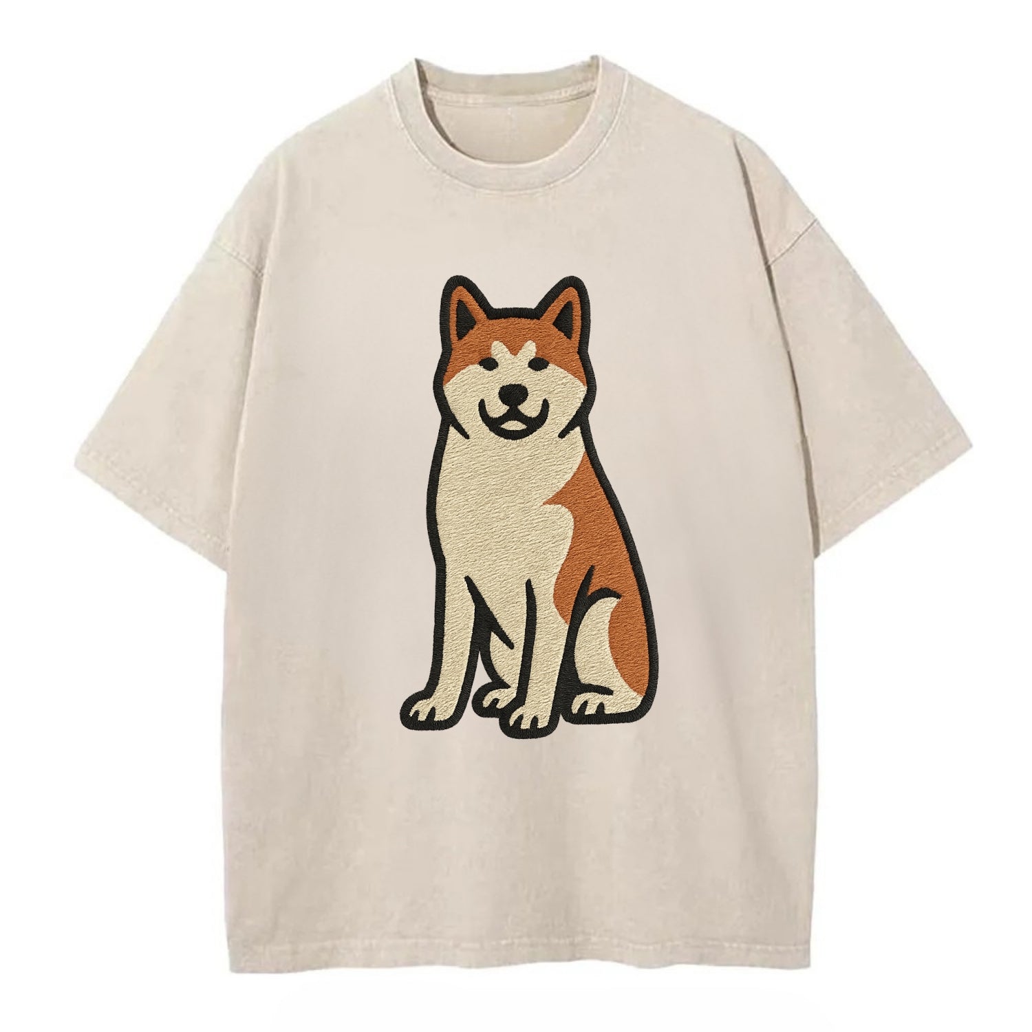 Akita - White and red sitting pose - Vin Vintage T-shirt - Off White