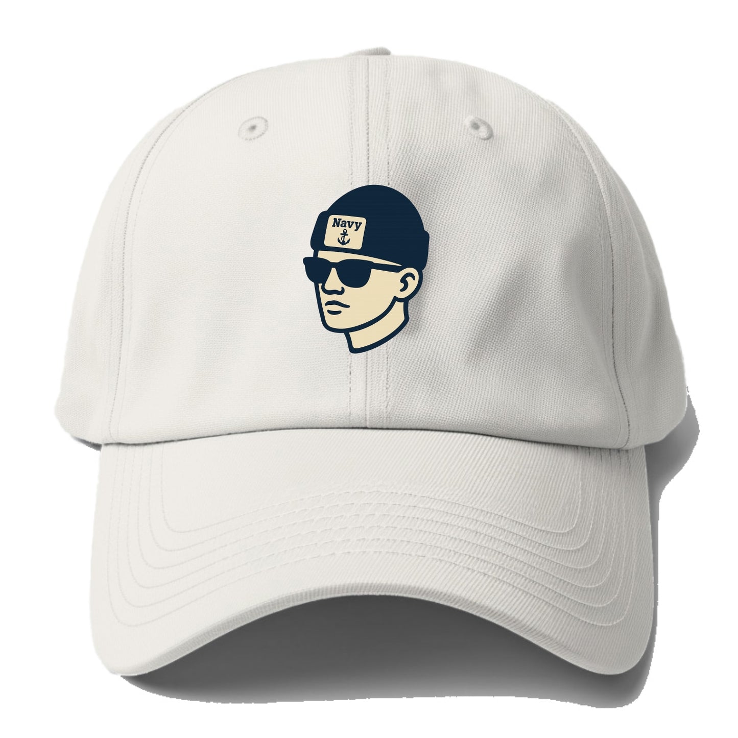 Annapolis Midshipman wearing Navy beanie with anchor patch - Baseball Cap - Off White