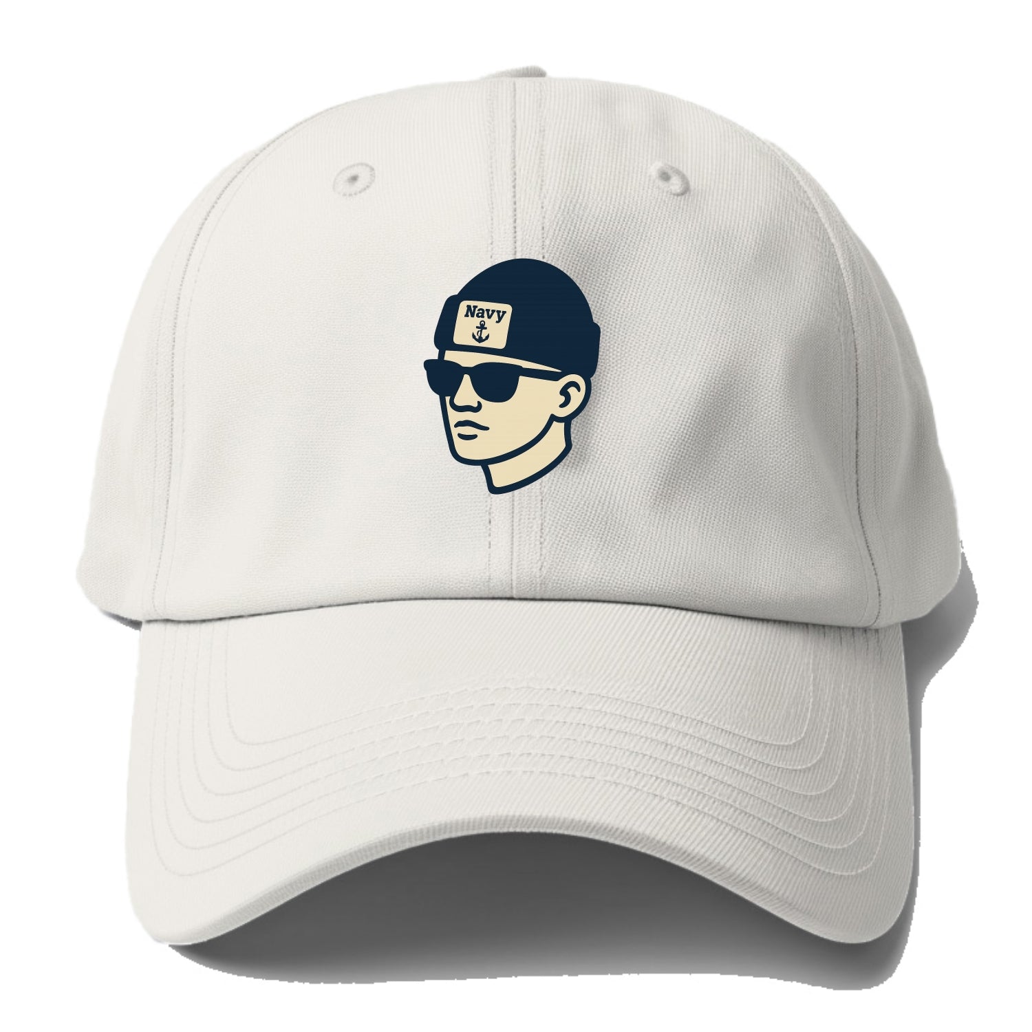 Annapolis Midshipman wearing Navy beanie with anchor patch - Baseball Cap - Off White