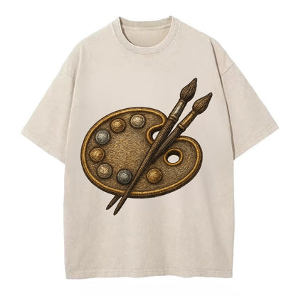 Artist palette with brushes - painter emblem - Vintage T-shirt - Off White