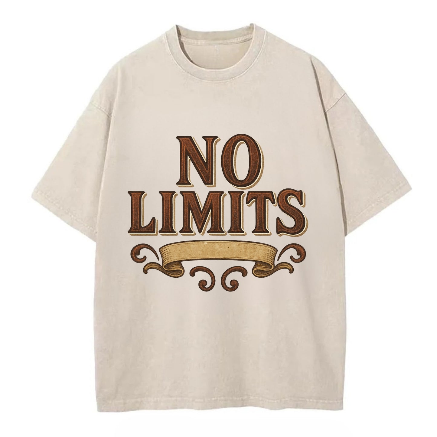 Bold typography design - "NO LIMITS" - boundless potential - Vintage T-shirt - Off White