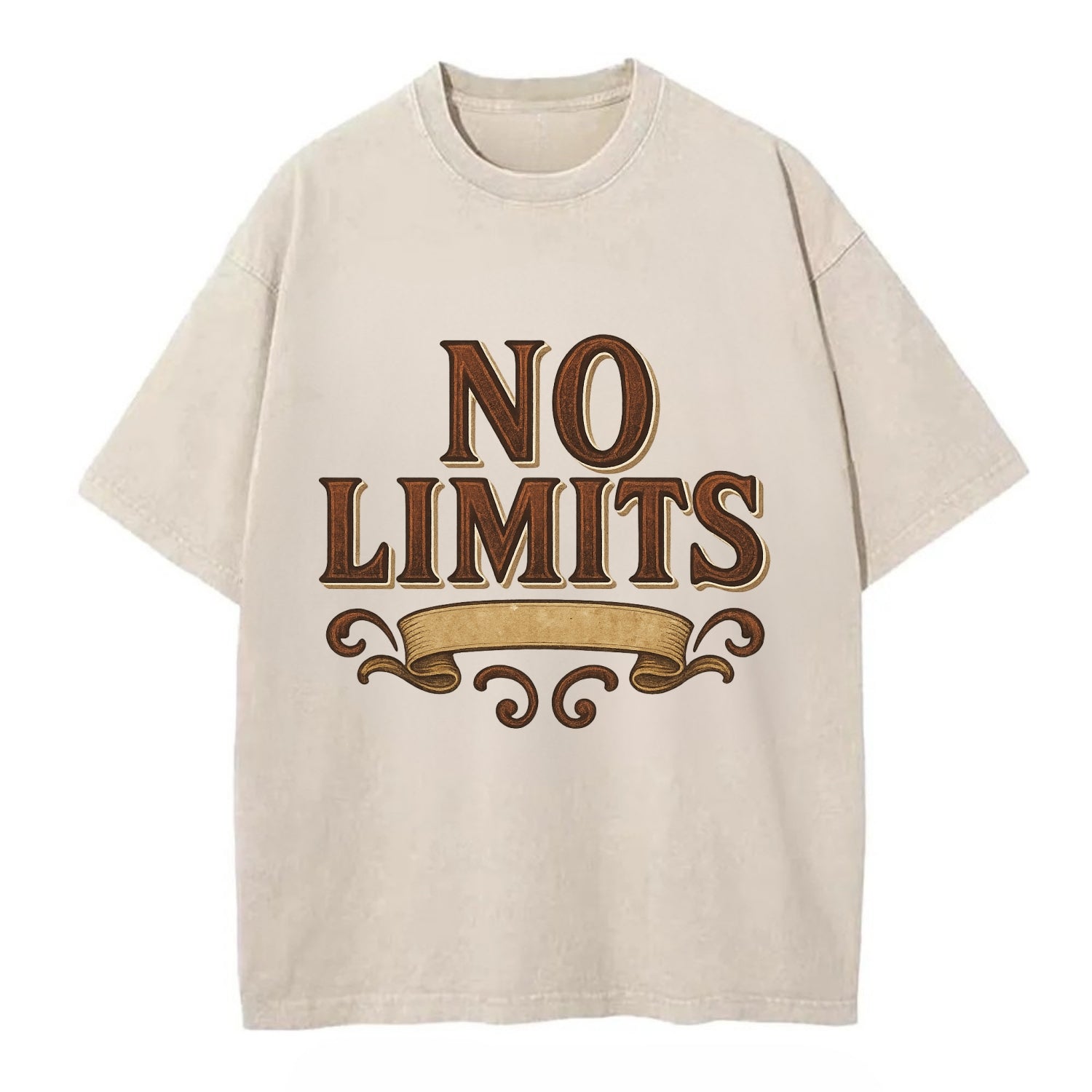 Bold typography design - "NO LIMITS" - boundless potential - Vintage T-shirt - Off White