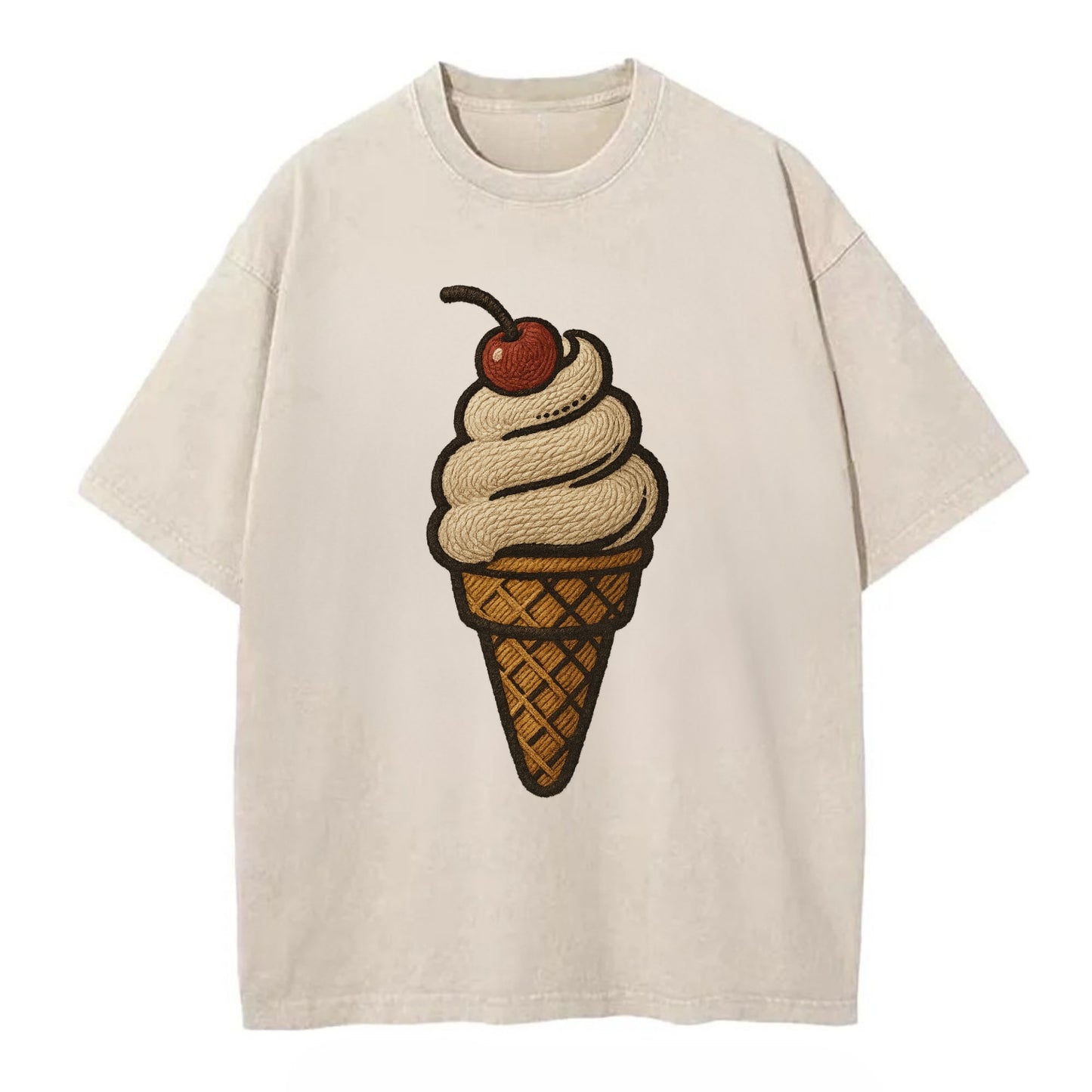 Ice Cream Cone  - Vintage T-shirt - Off White