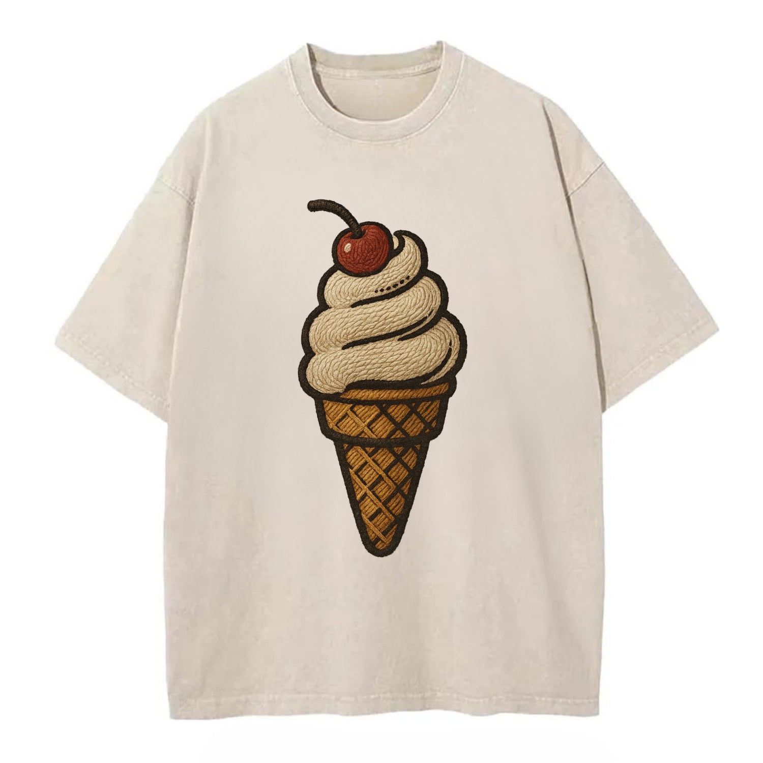 Ice Cream Cone  - Vintage T-shirt - Off White