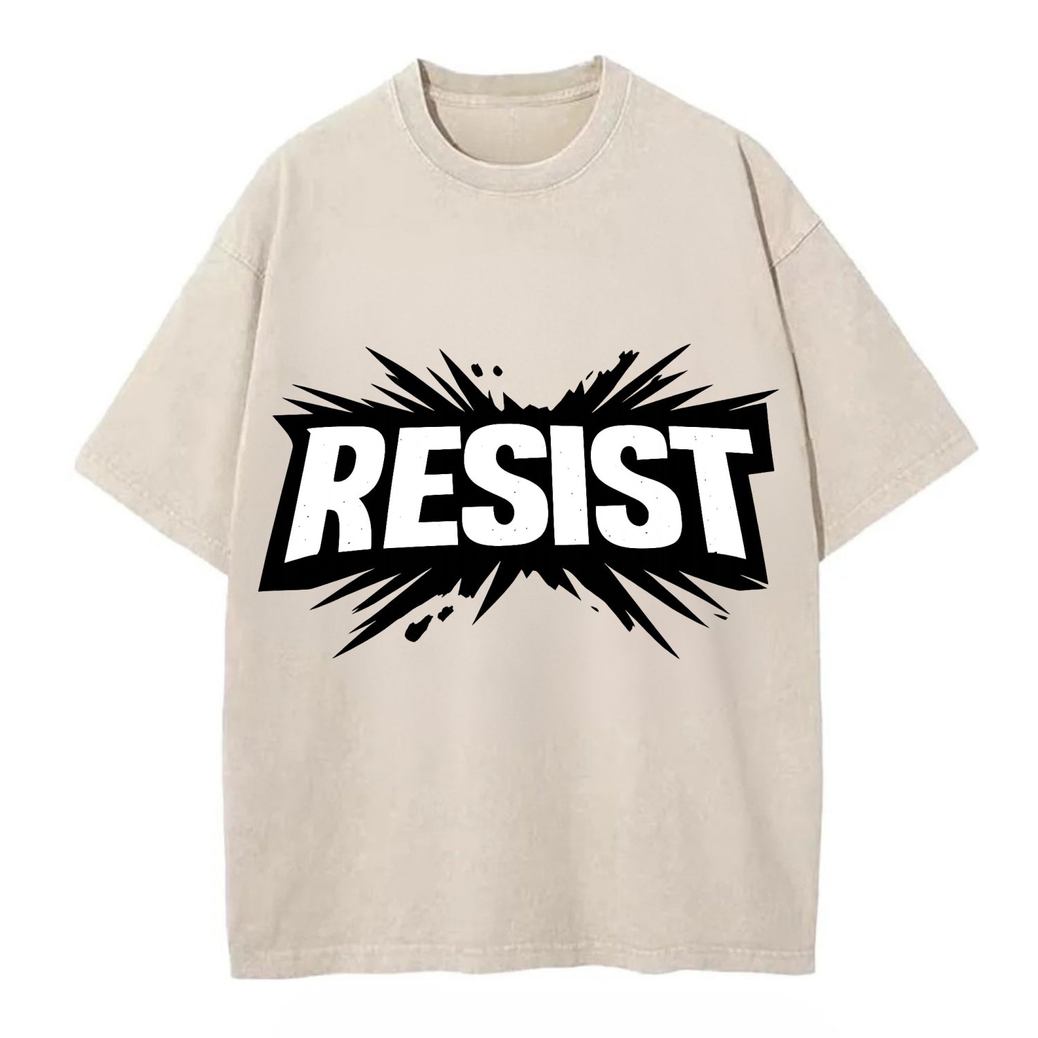 Bold typography design - "RESIST" - fighting back, standing against - Vintage T-shirt - Off White