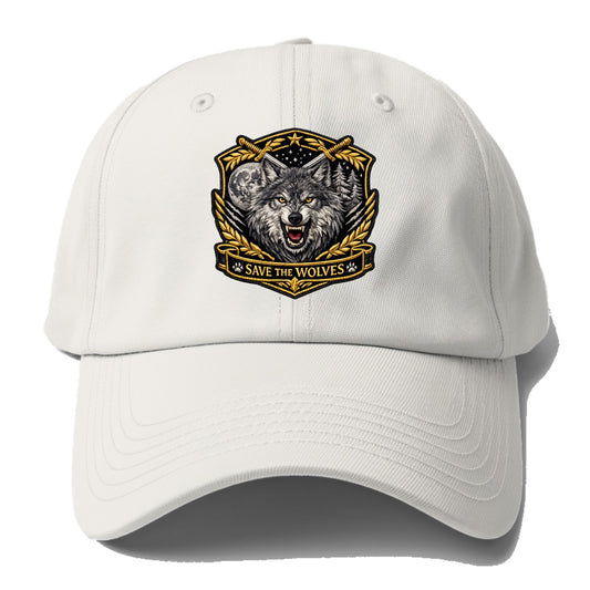 SAVE THE WOLVES - wolf moon in gray , predator protection - Baseball Cap For Big Heads - Off White