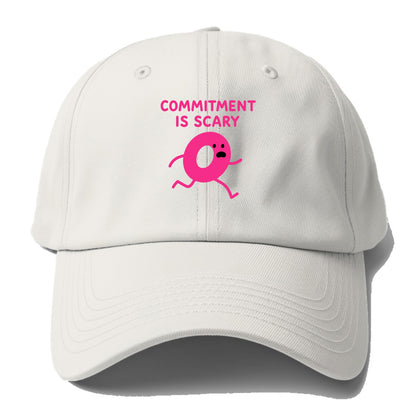 COMMITMENT IS SCARY | Terrified ring running away - Baseball Cap - Off White