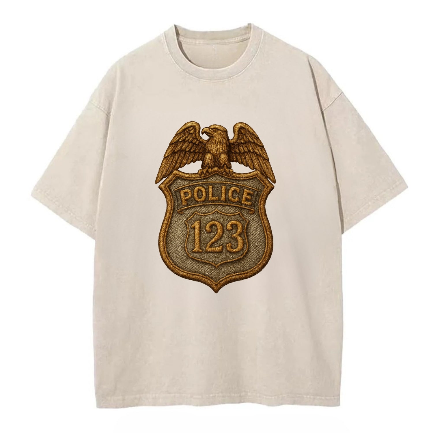 Police Badge  - Vintage T-shirt - Off White