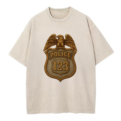 Police Badge  - Vintage T-shirt - Off White