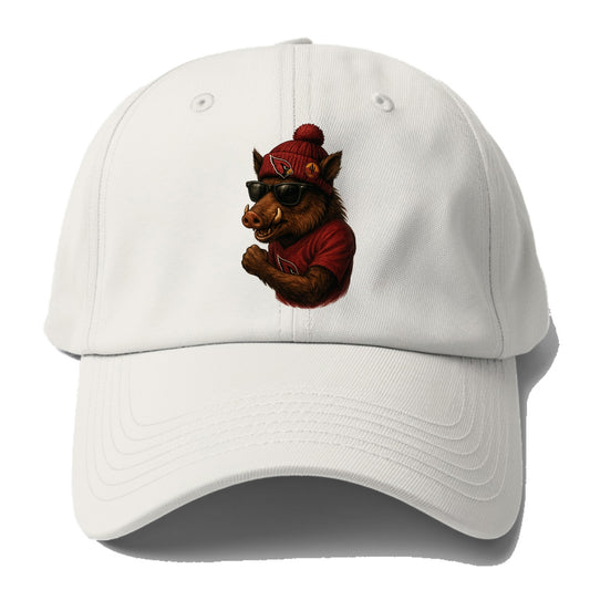 Arizona Javelina wearing Cardinals beanie with desert patch and - Baseball Cap For Big Heads - Off White