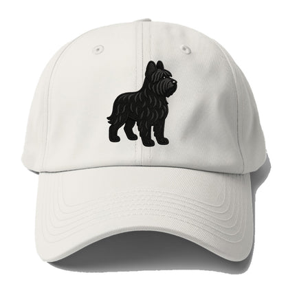 Briard - Black wavy coat embroidered herding pose - Baseball Cap - Off White