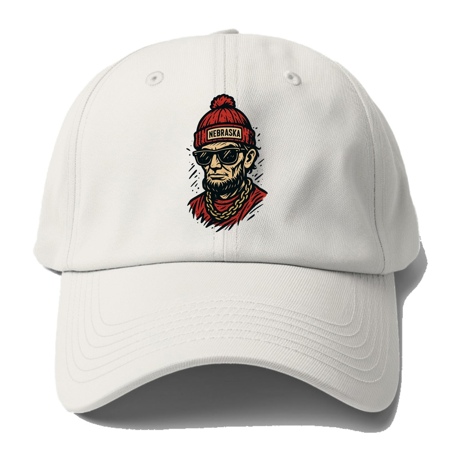 Lincoln Cornhusker wearing Nebraska bean - Baseball Cap - Off White