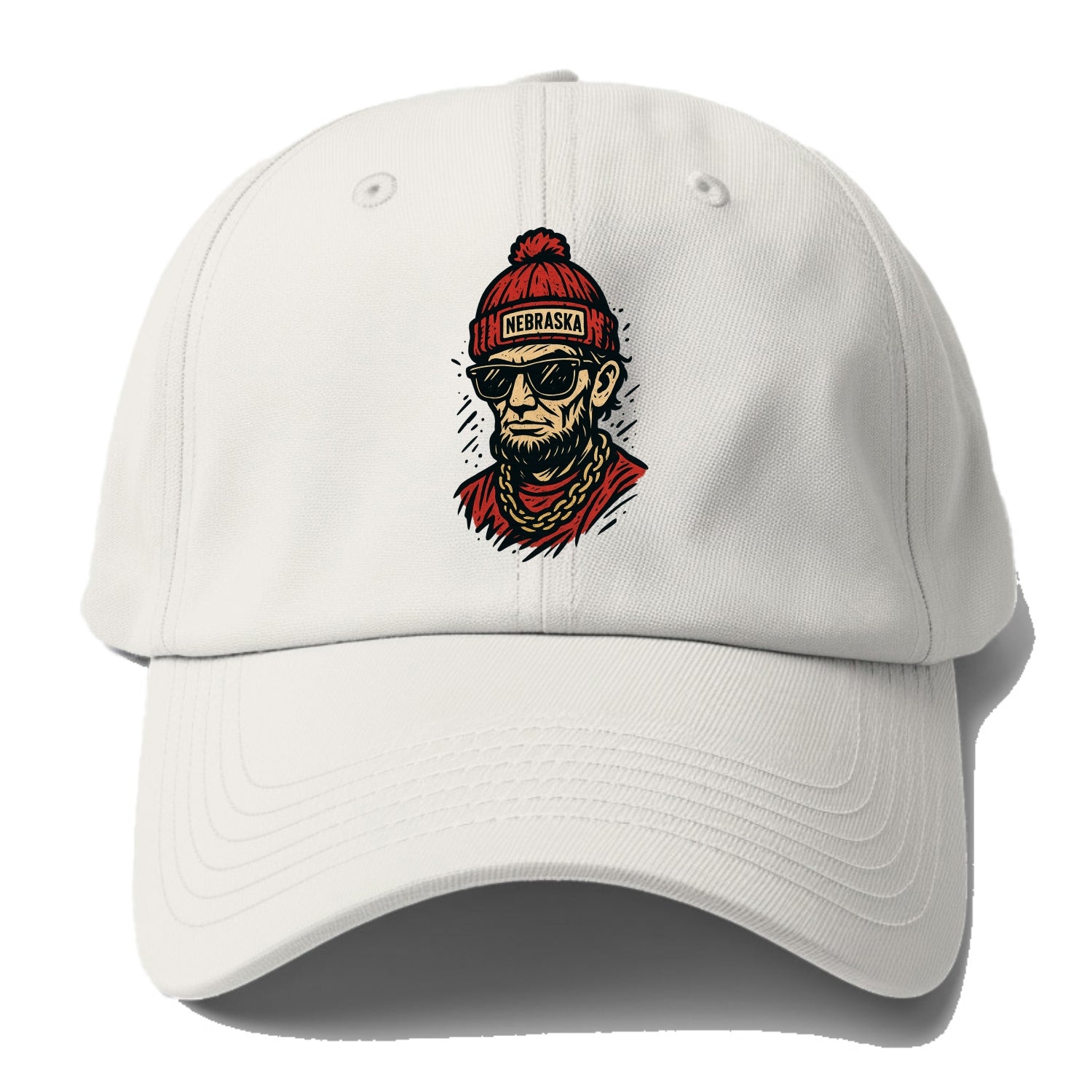Lincoln Cornhusker wearing Nebraska bean - Baseball Cap - Off White